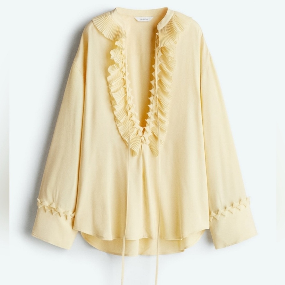H&M S/S 2025 The STUDIO Ruffled Tunic Pale Yellow Brand New
